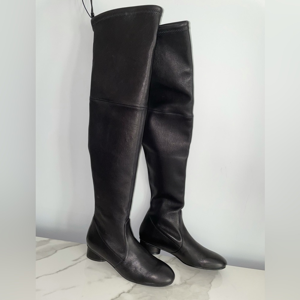 New Stuart Weitzman FIFO Black Over-the-Knee Leather Boots SIZE 8
